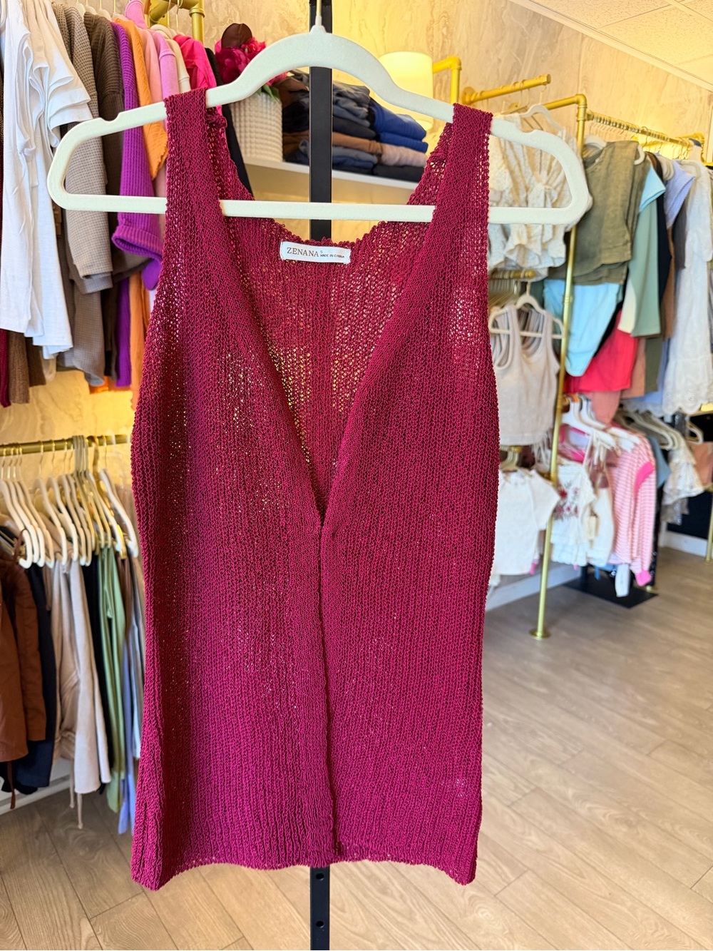 Zenana Outfitters Berry Knit Tank Top